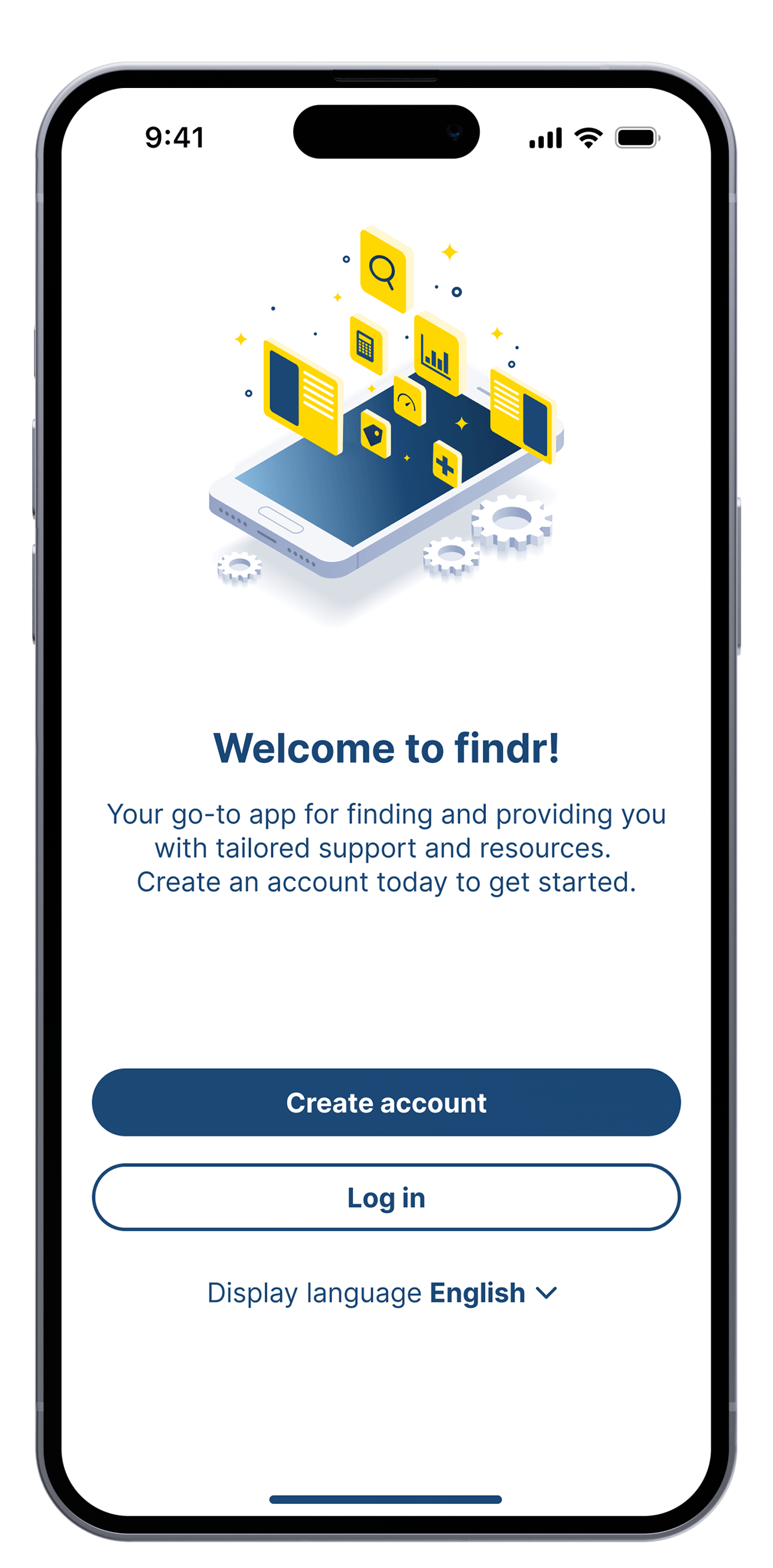 Findr App splash screen on iPhone