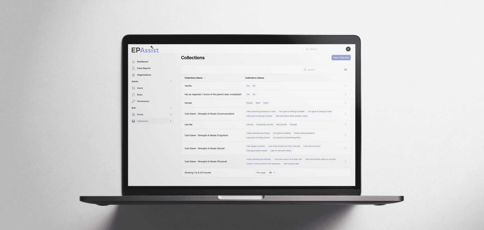 EP assist application on a laptop