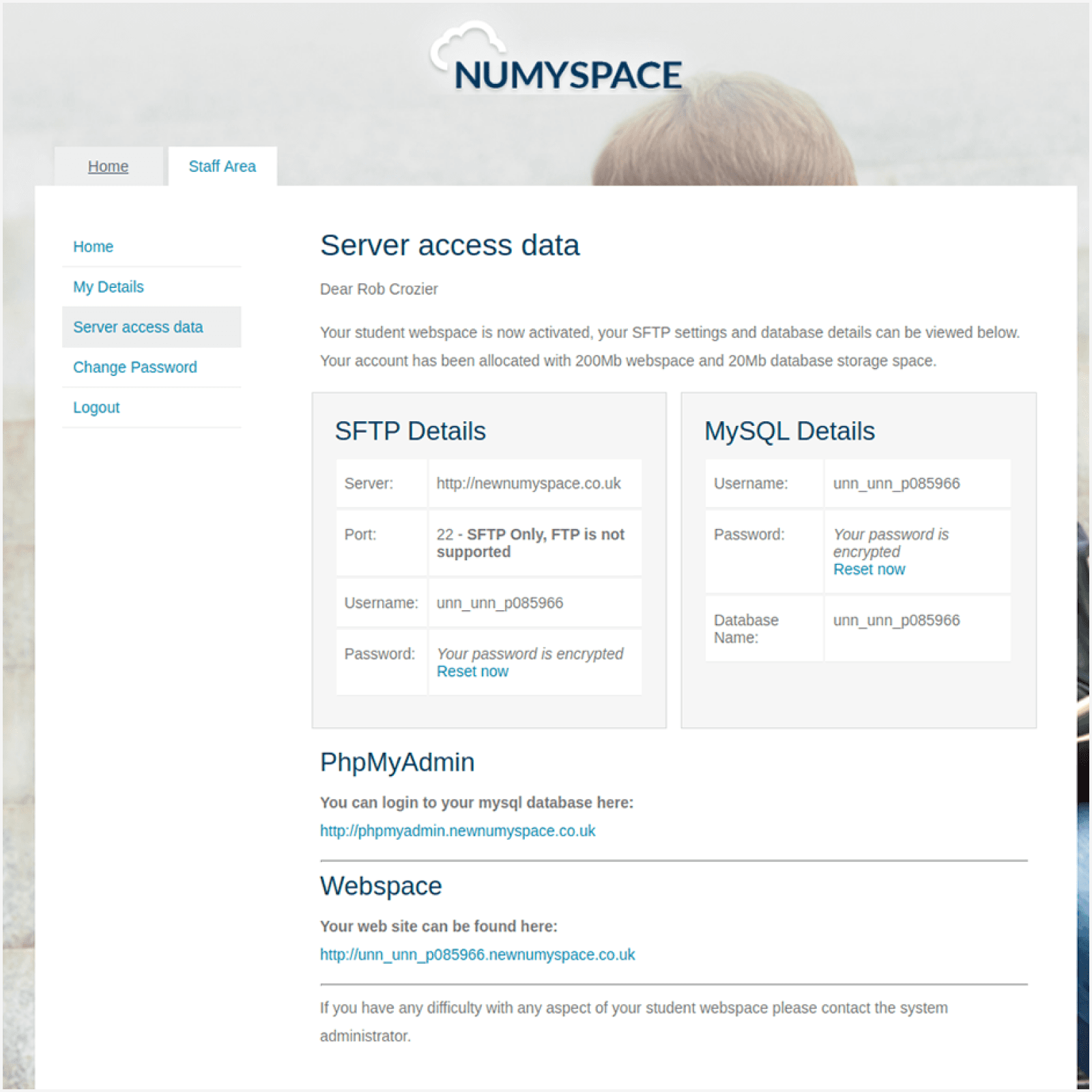 NU Myspace portal