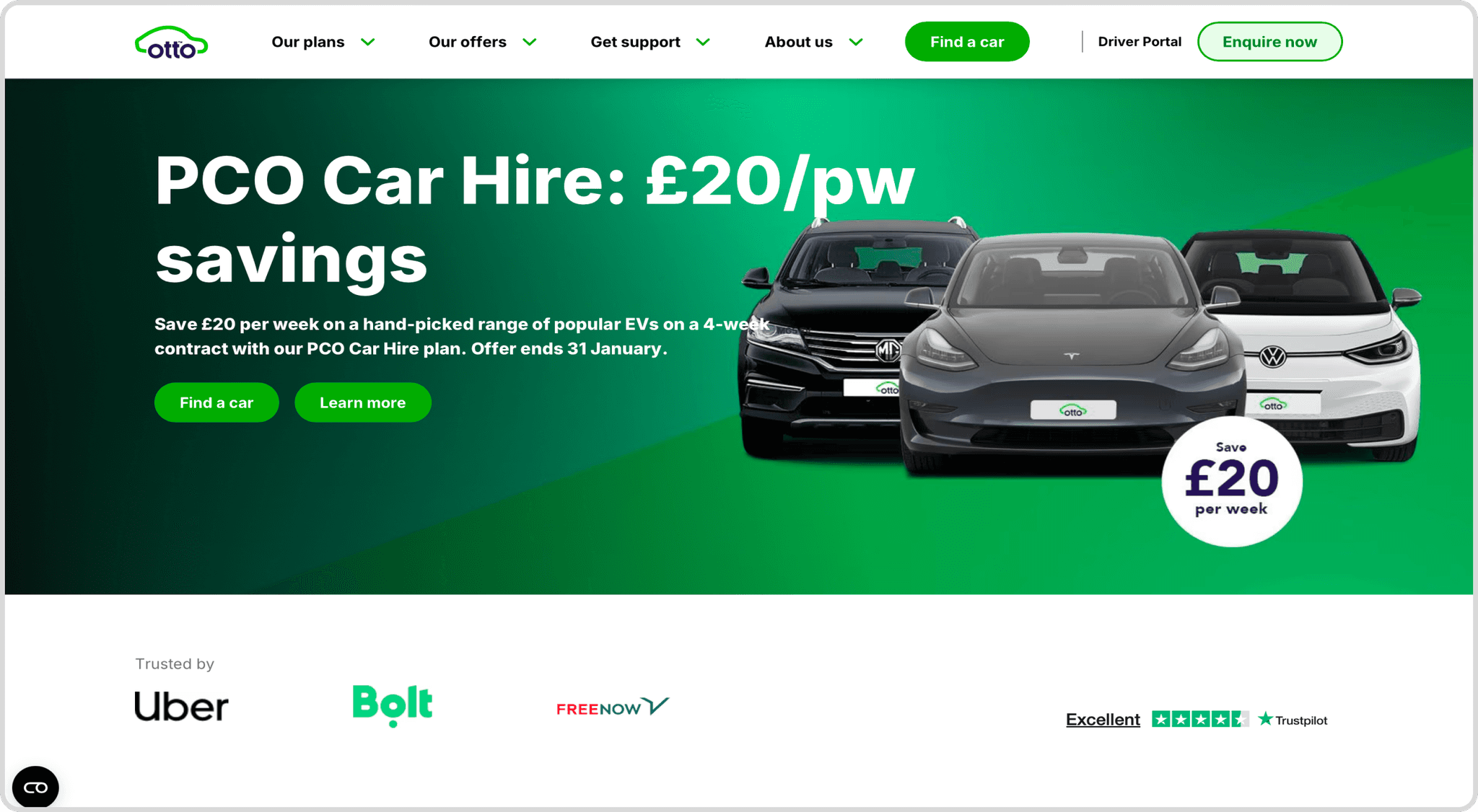 Otto Car Website homepage design