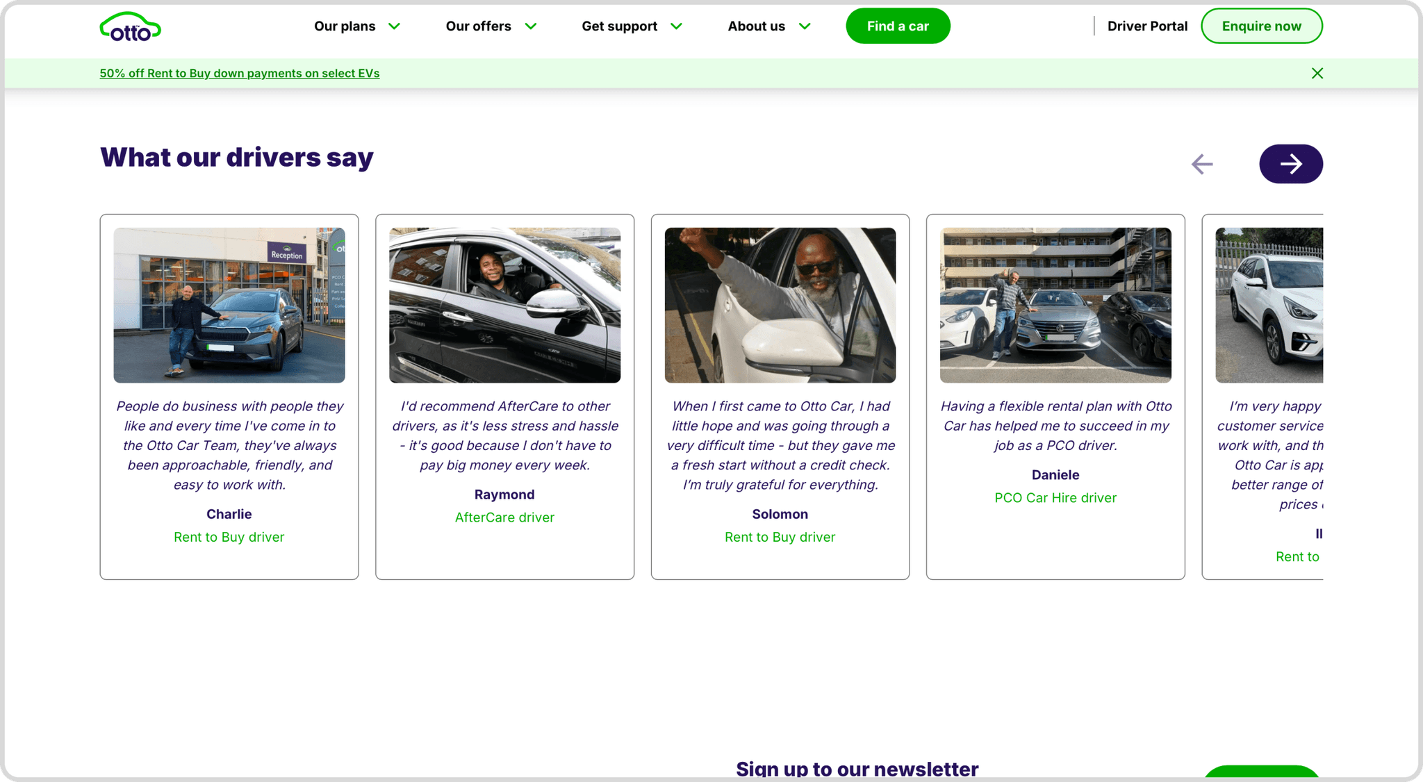 Otto car website what our drivers say