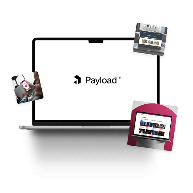 Payload CMS logo on laptop