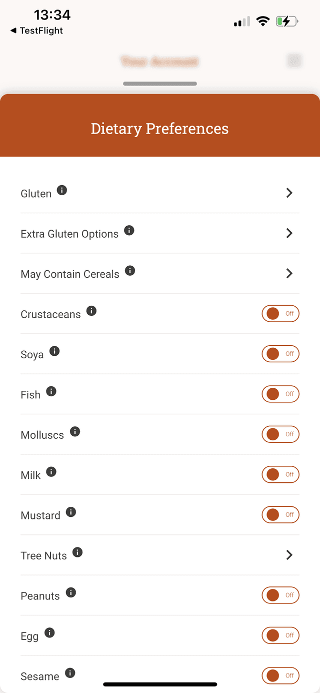 Coeliac UK App filters