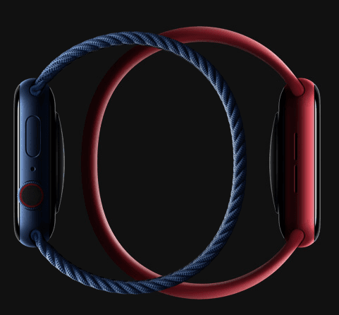 Apple Watch in blue and red
