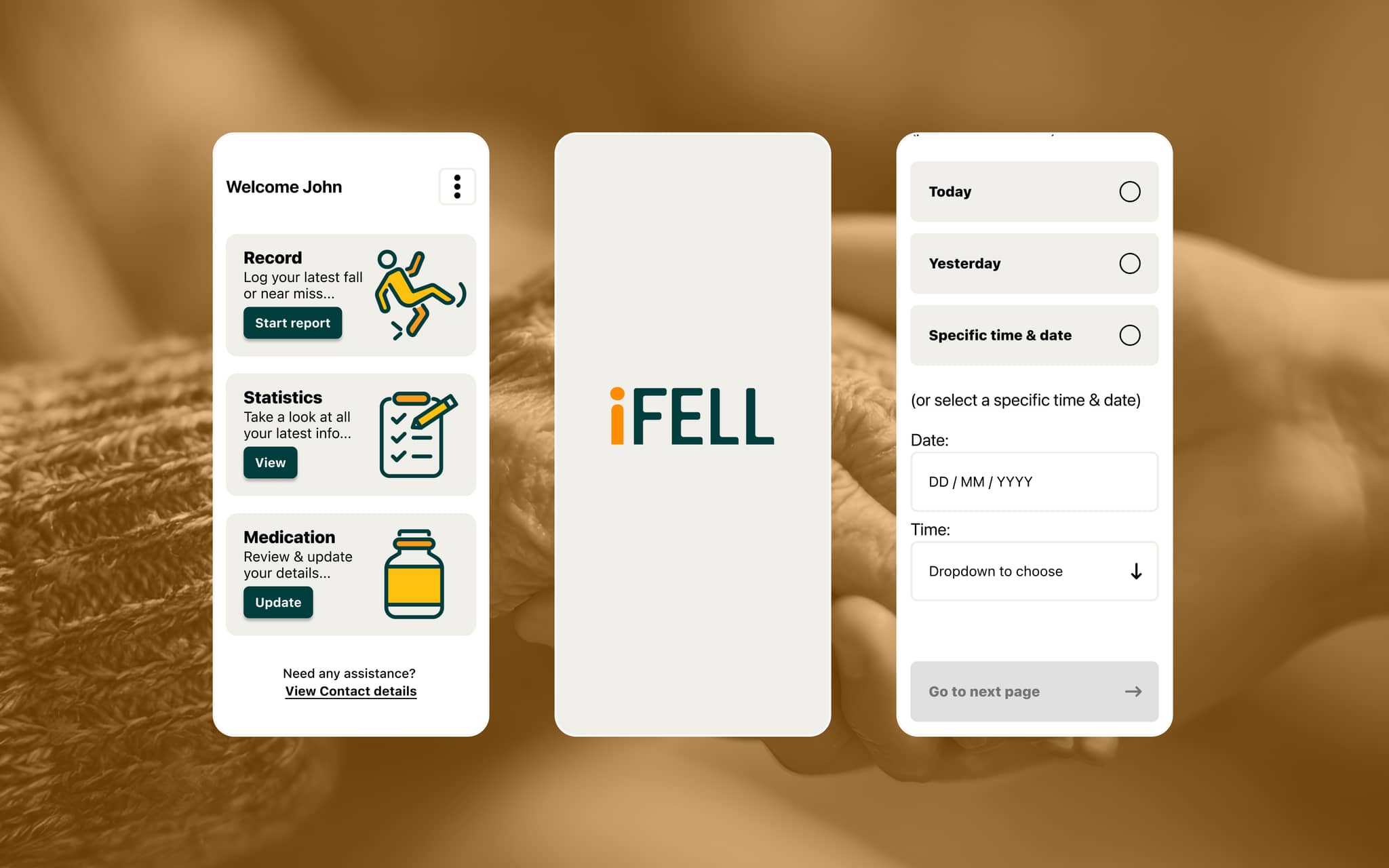 iFell App on a background