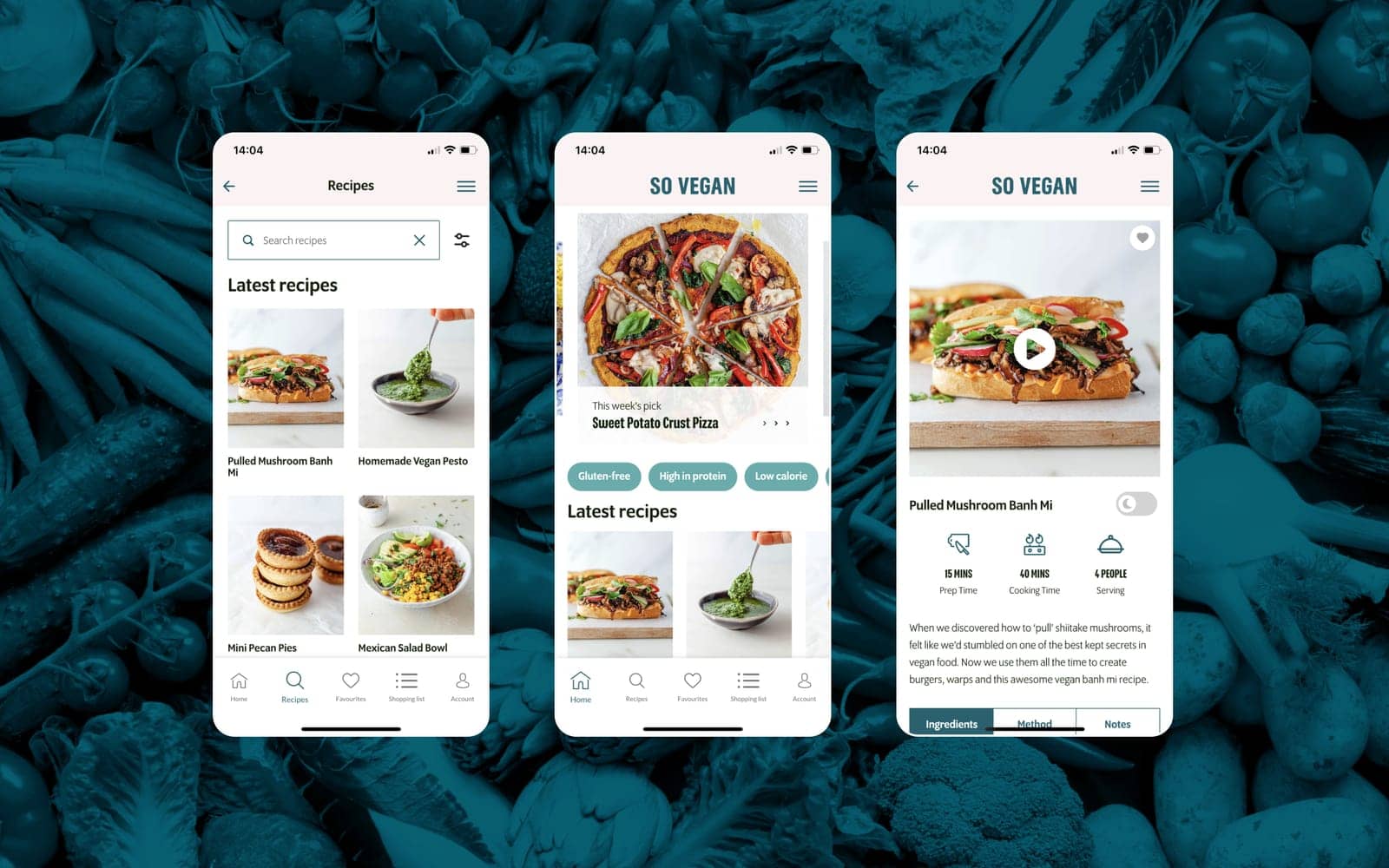 So vegan app phone screens 