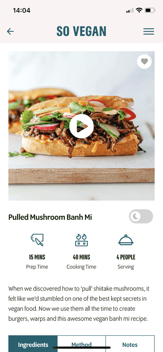 So Vegan recipe app