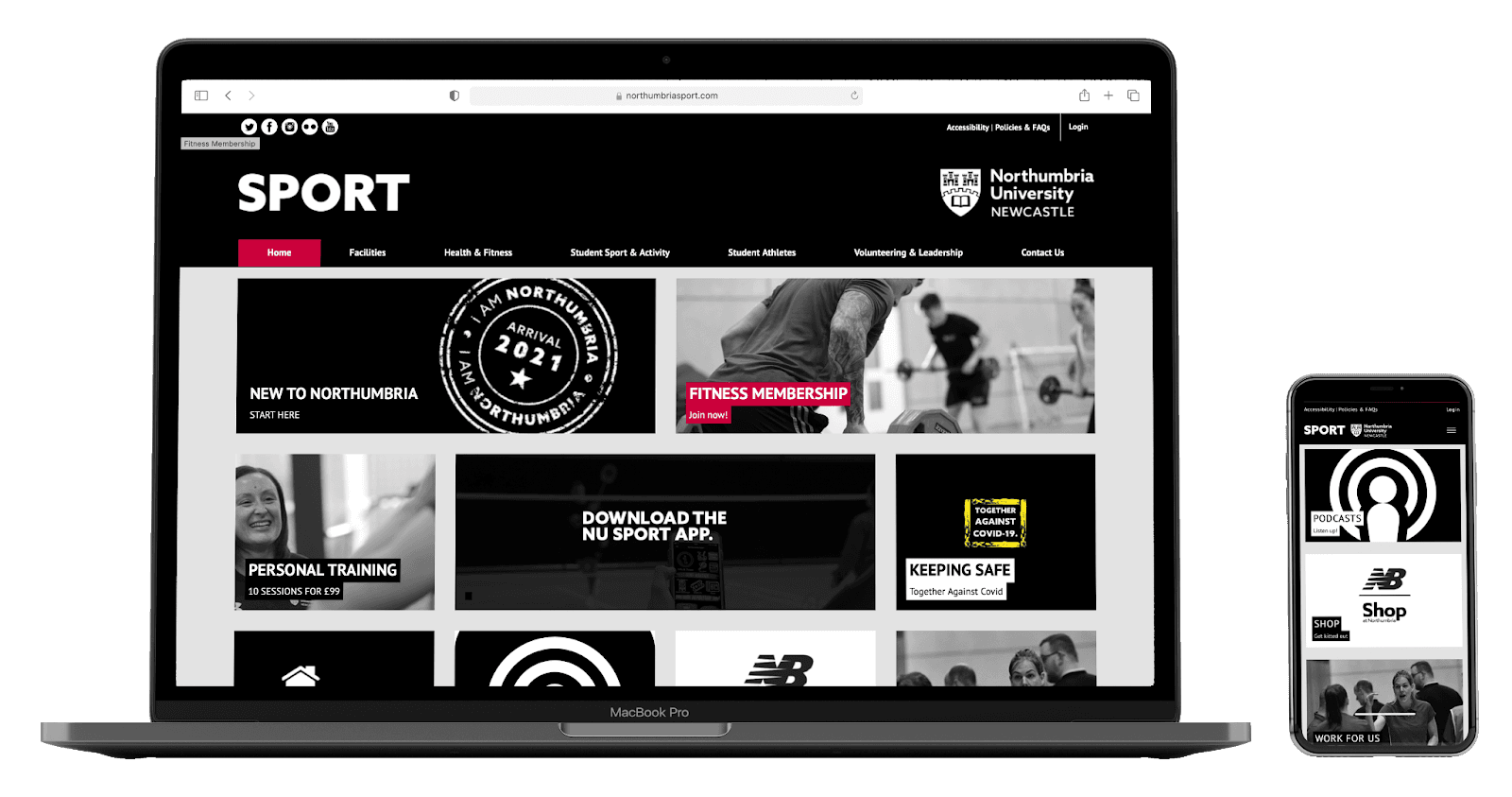 Northumbria Sport Website on MacBook