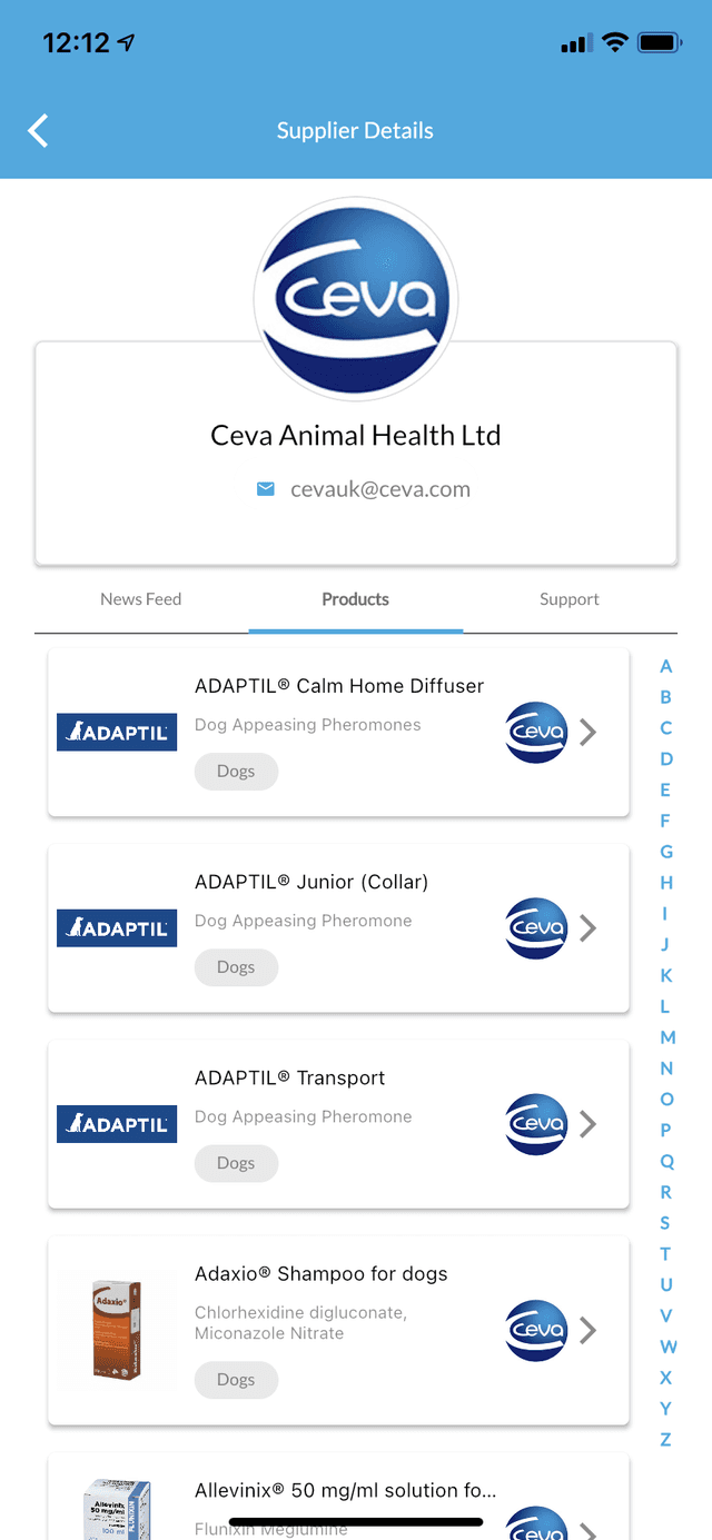 VetNexa app screen product ordering