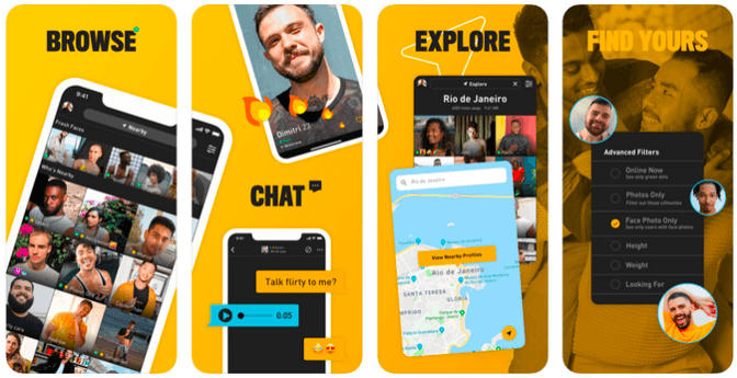 Grindr app screens