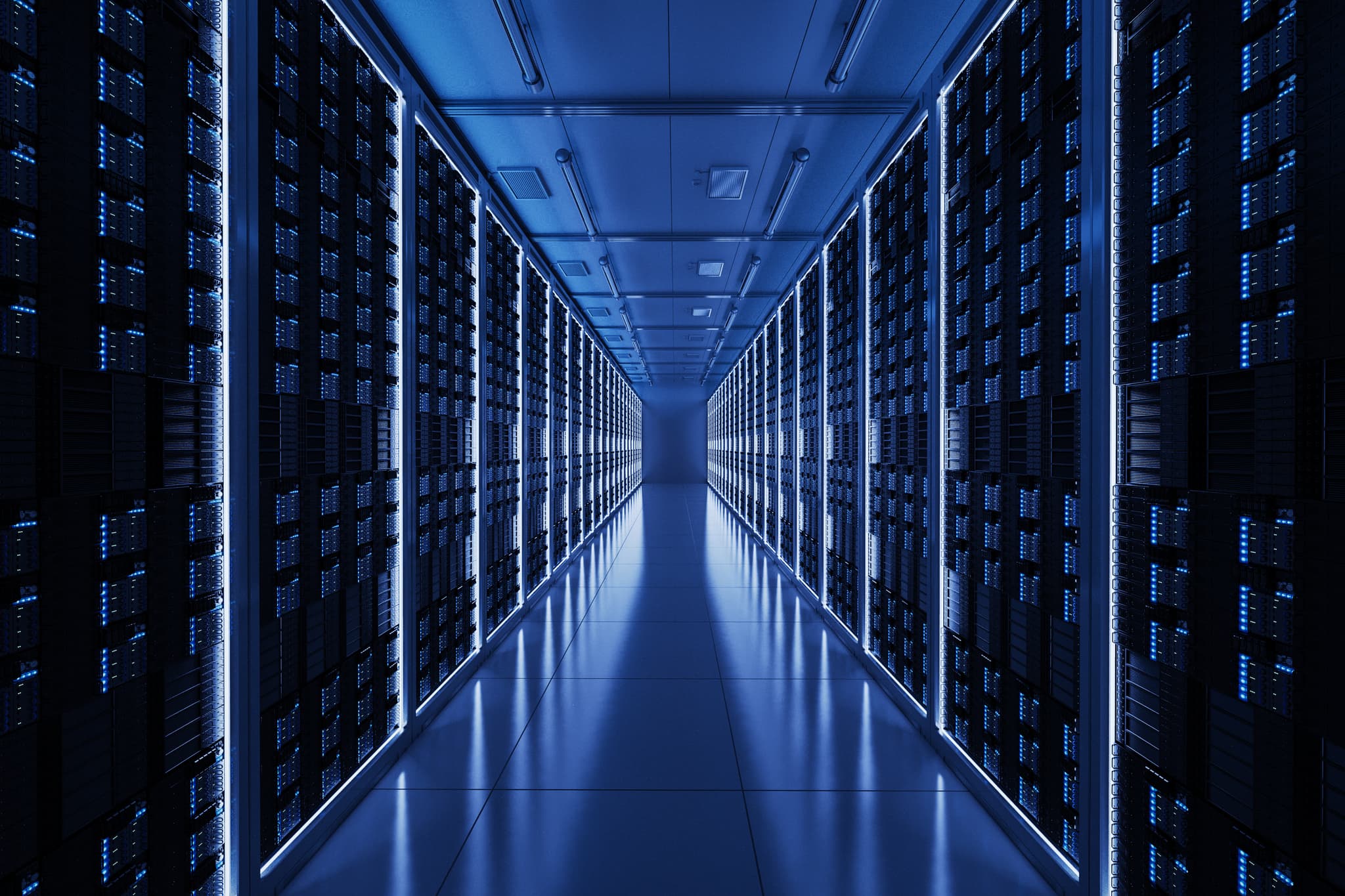 Servers in a long room