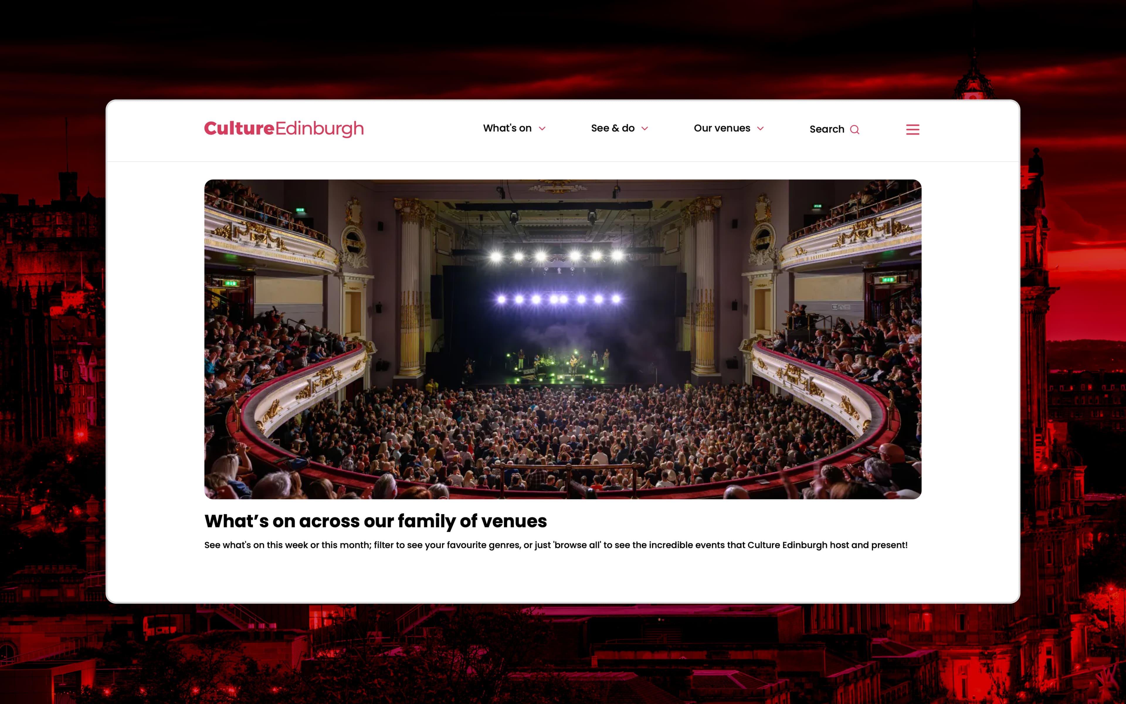 Culture Edinburgh Venue Search Web Page