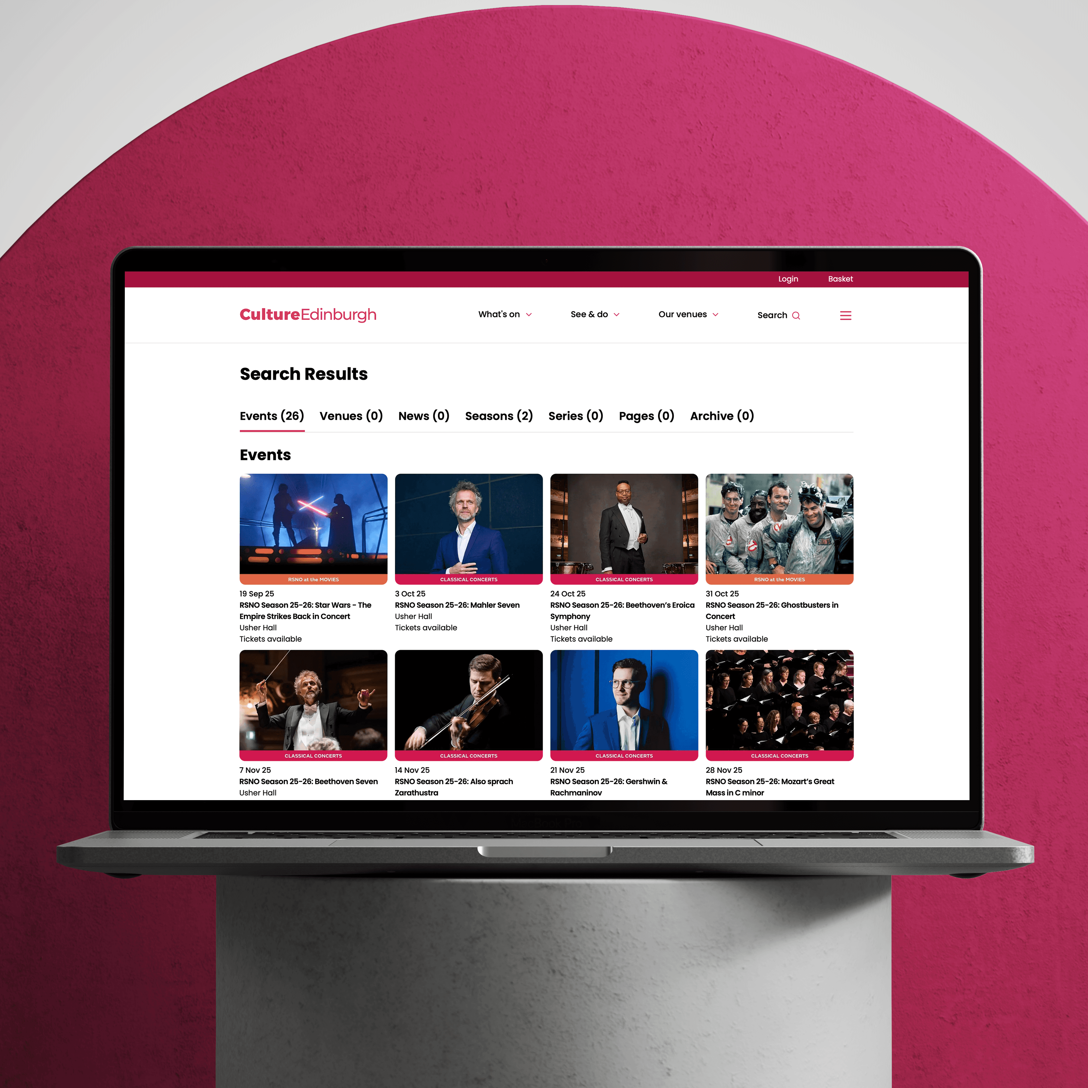 Culture Edinburgh website on laptop