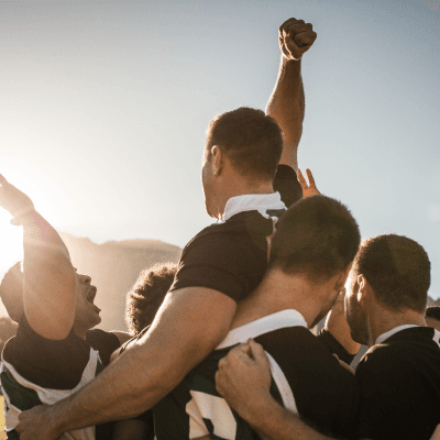 Rugby Players cheering