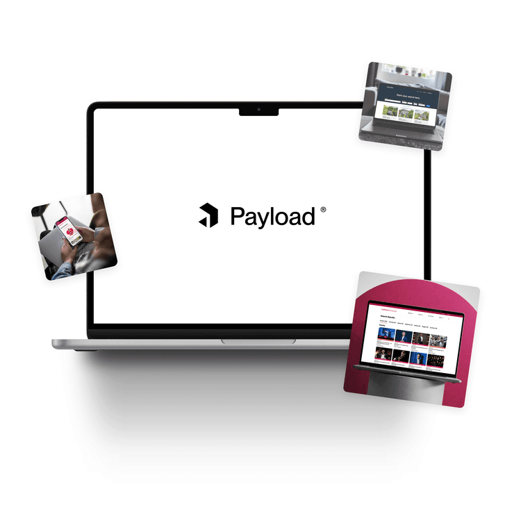 Payload CMS logo on laptop