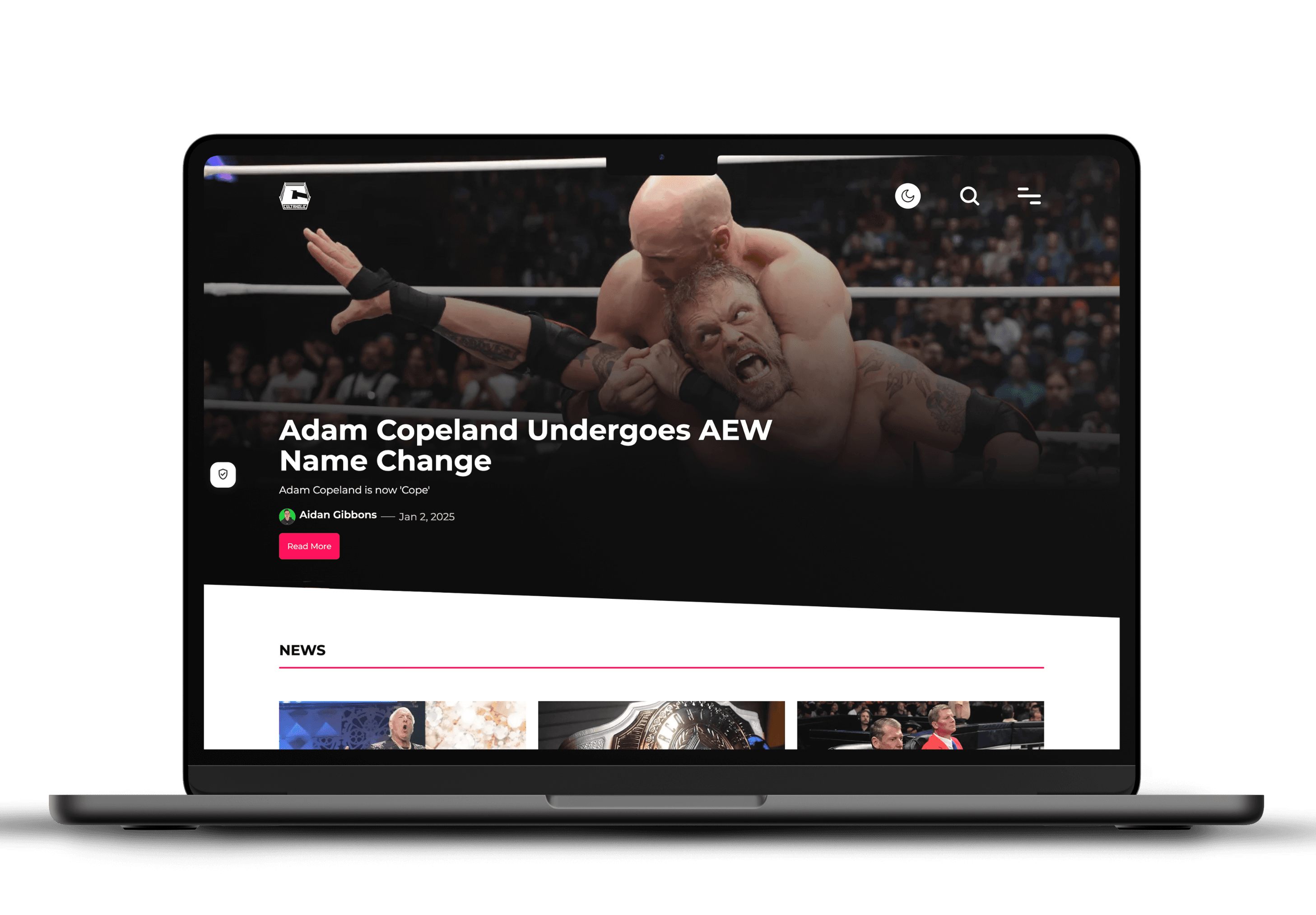 Cultaholic website on macbook