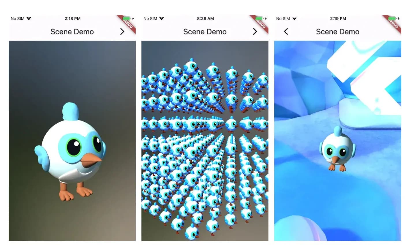 Flutter bird on screens