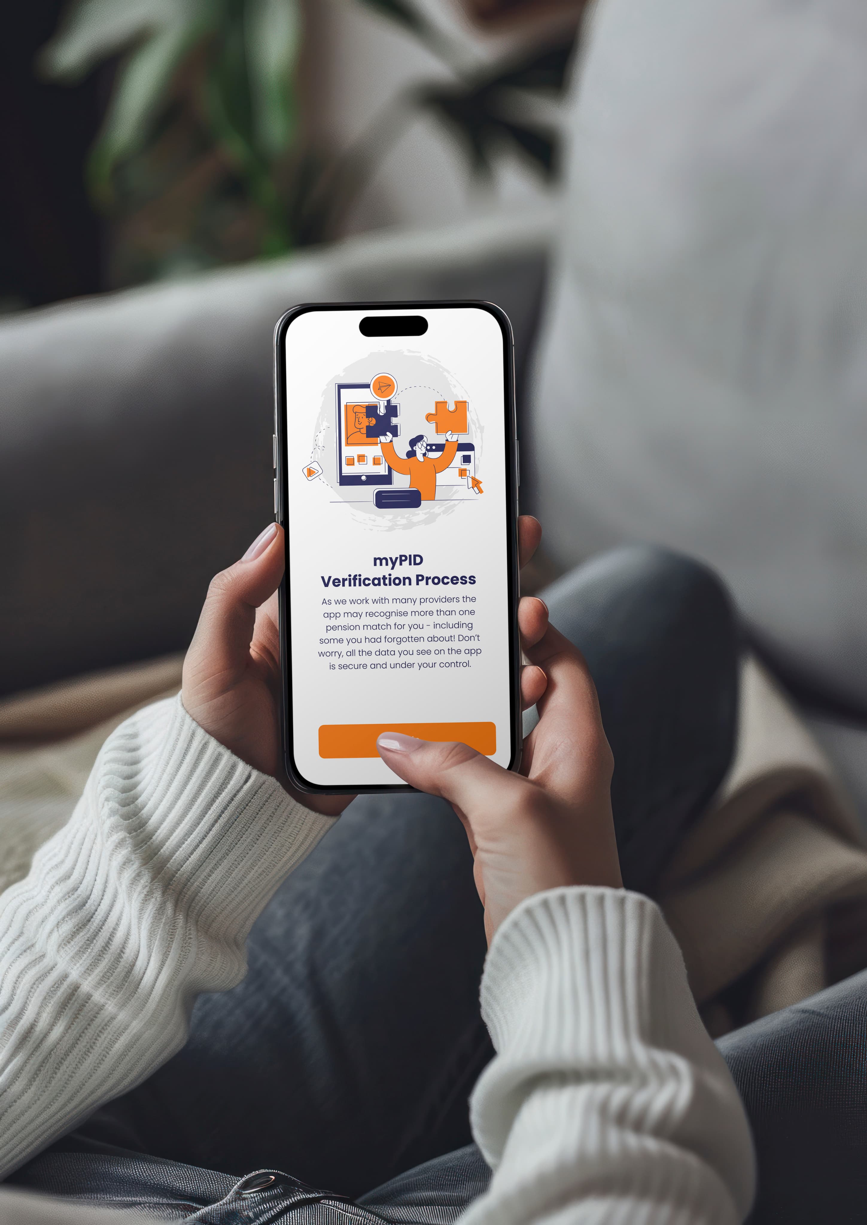 a person using the MypensionID app on an iphone