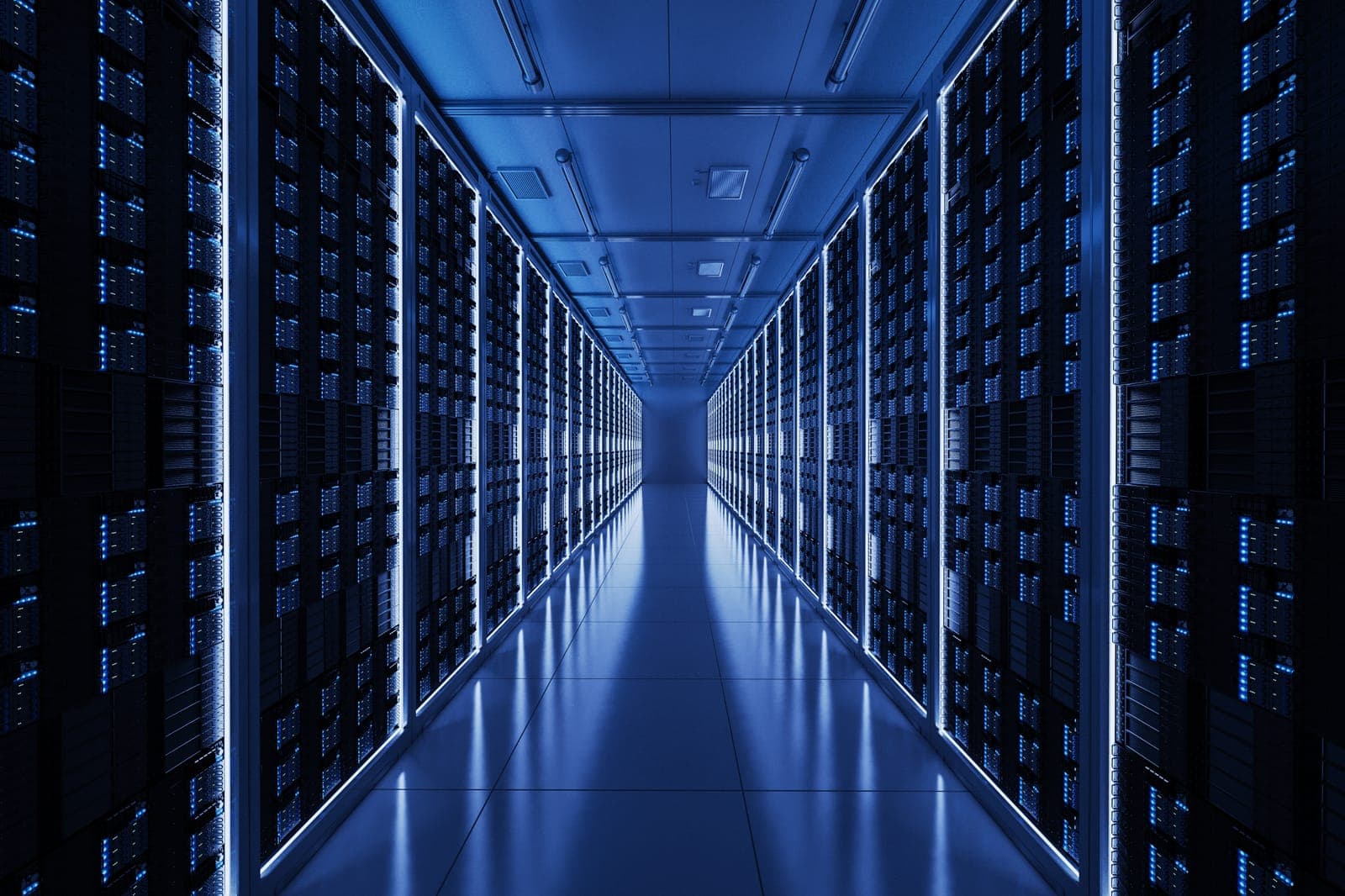Servers in a long room