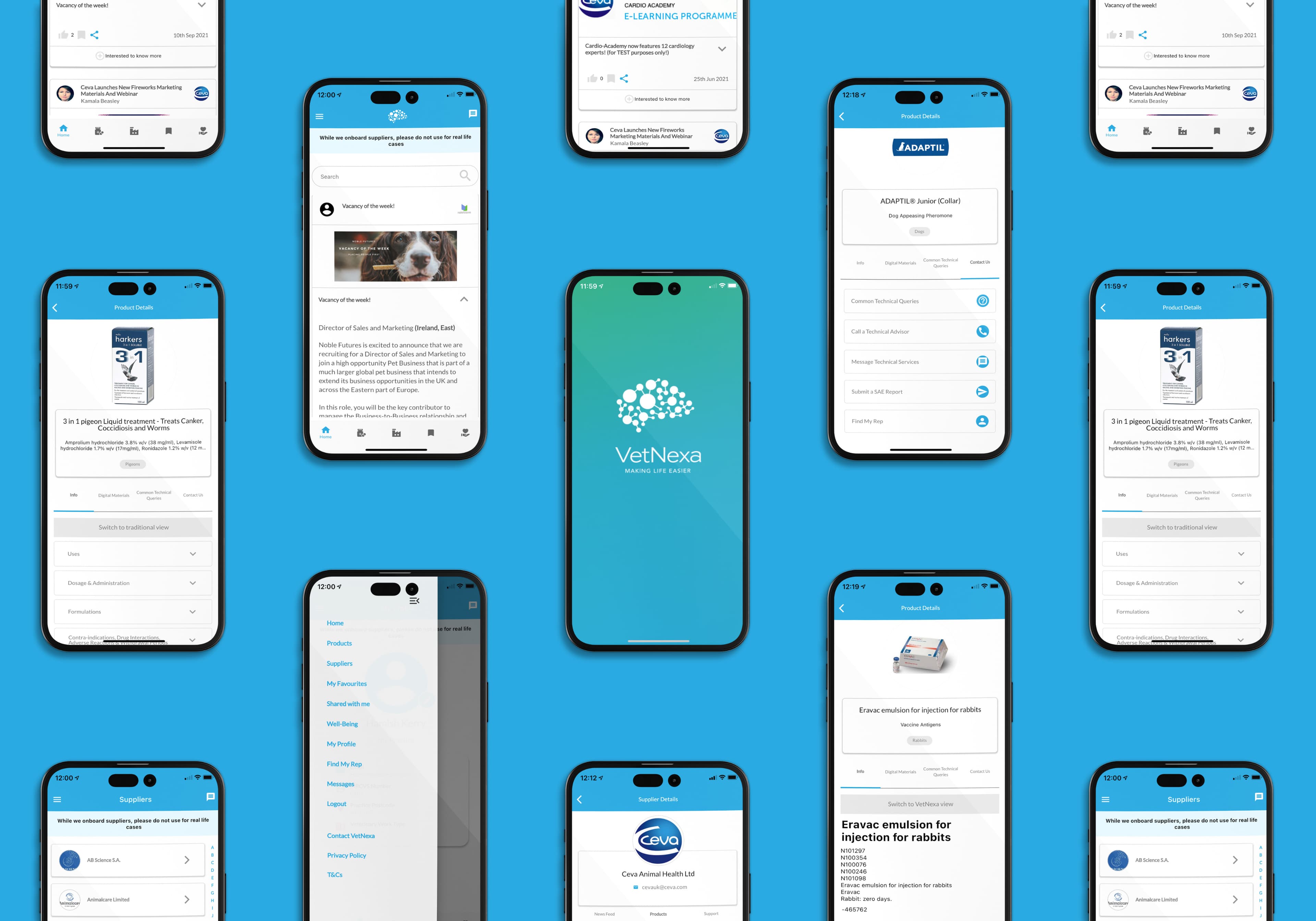VetNexa app screens on iphones