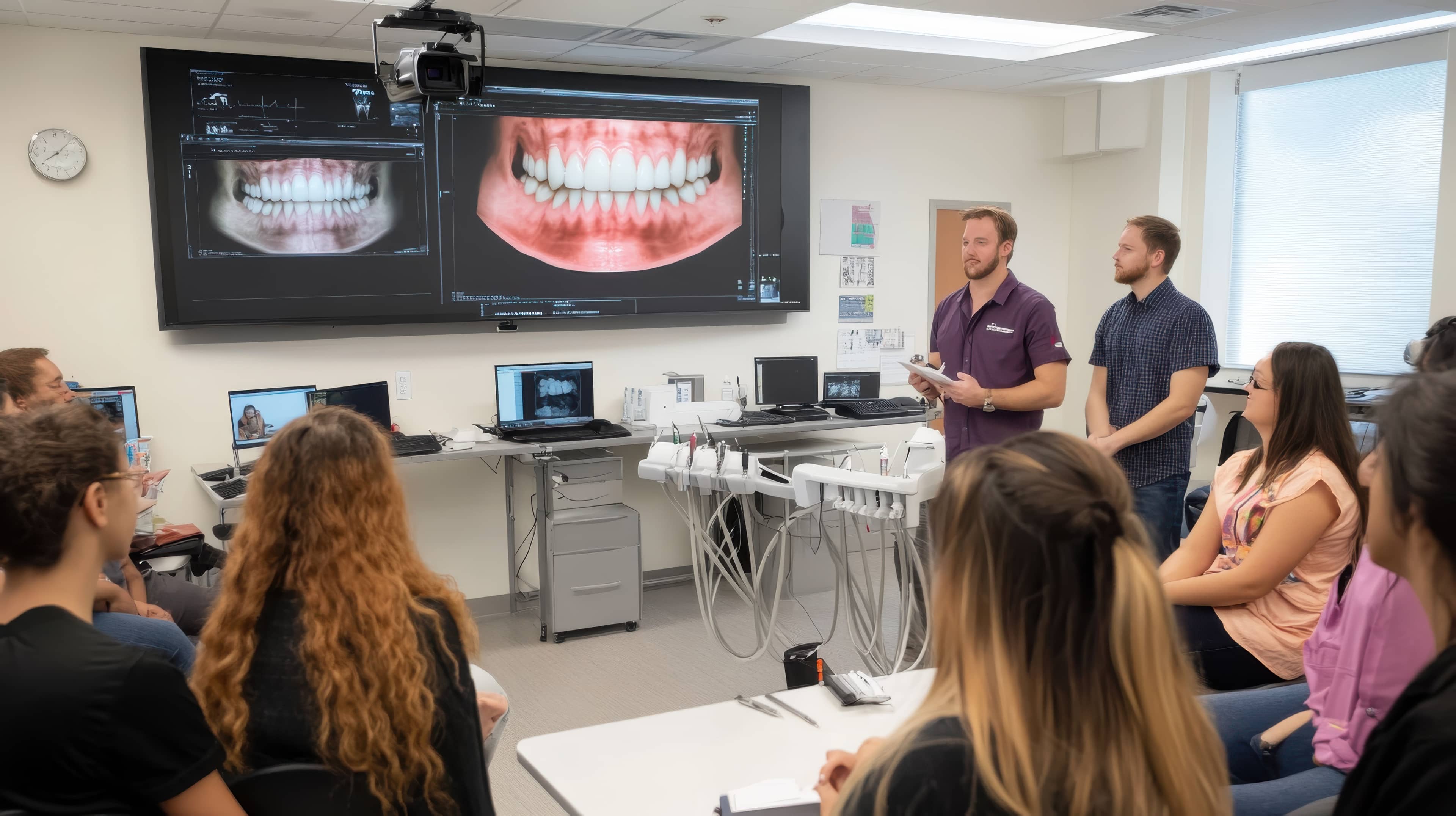 A Dentist school classroom with digital display