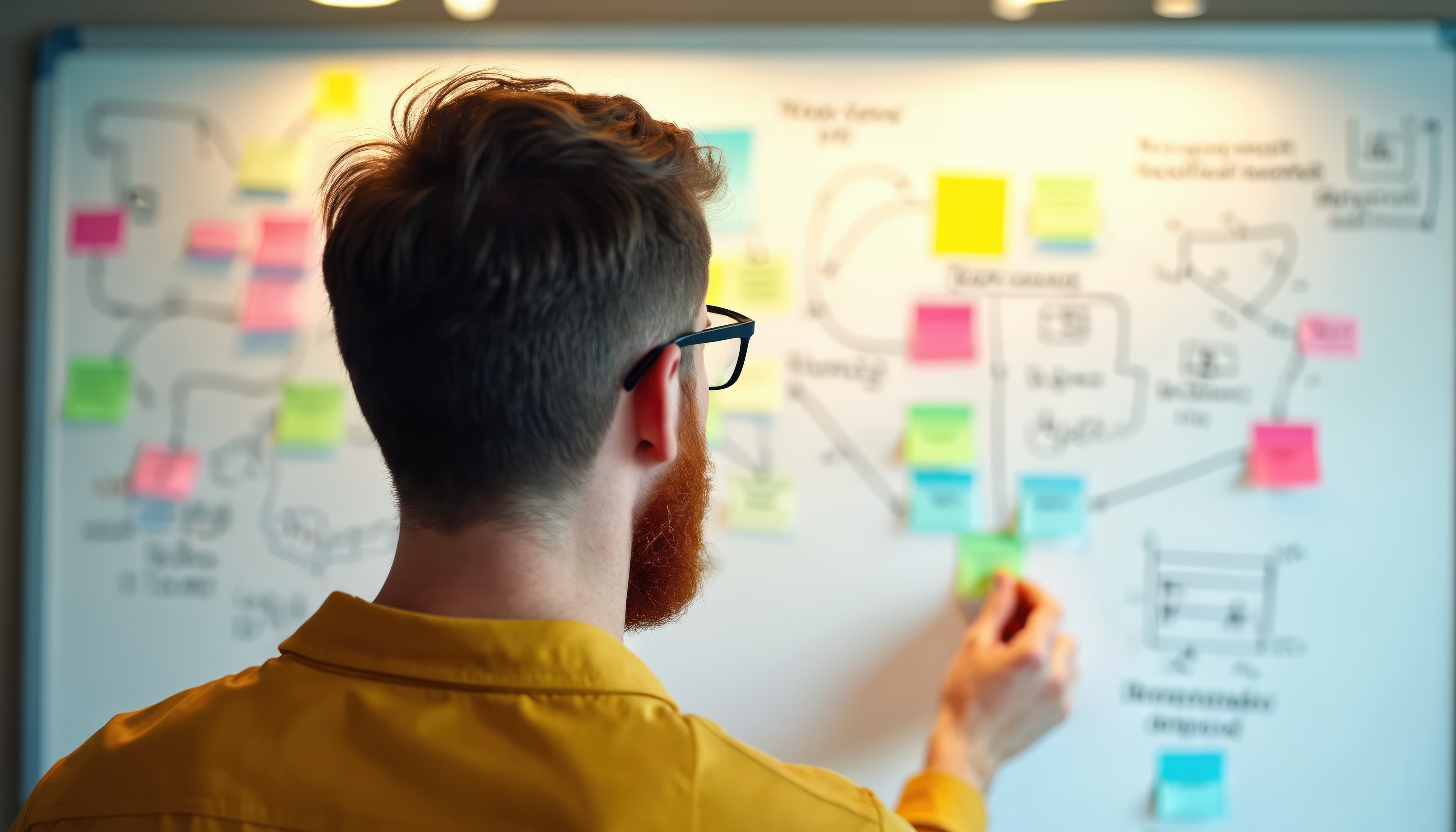 User journey mapping on a whiteboard