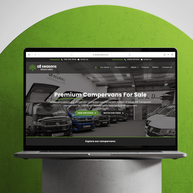 All Seasons Leisure mockup on laptop