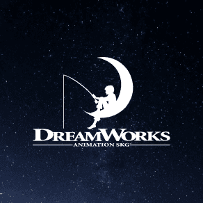 Dreamworks logo in white on night sky