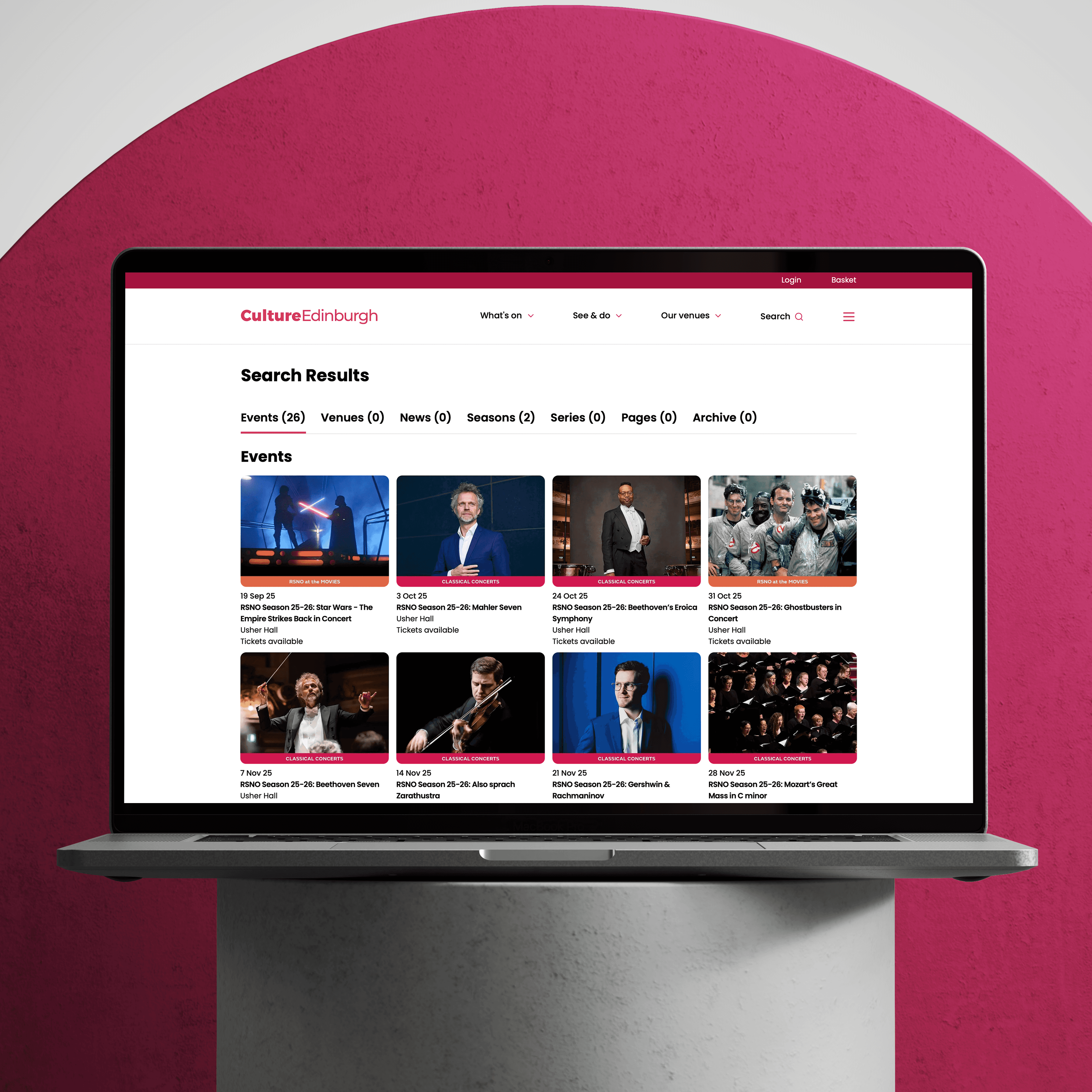 Culture Edinburgh website on laptop