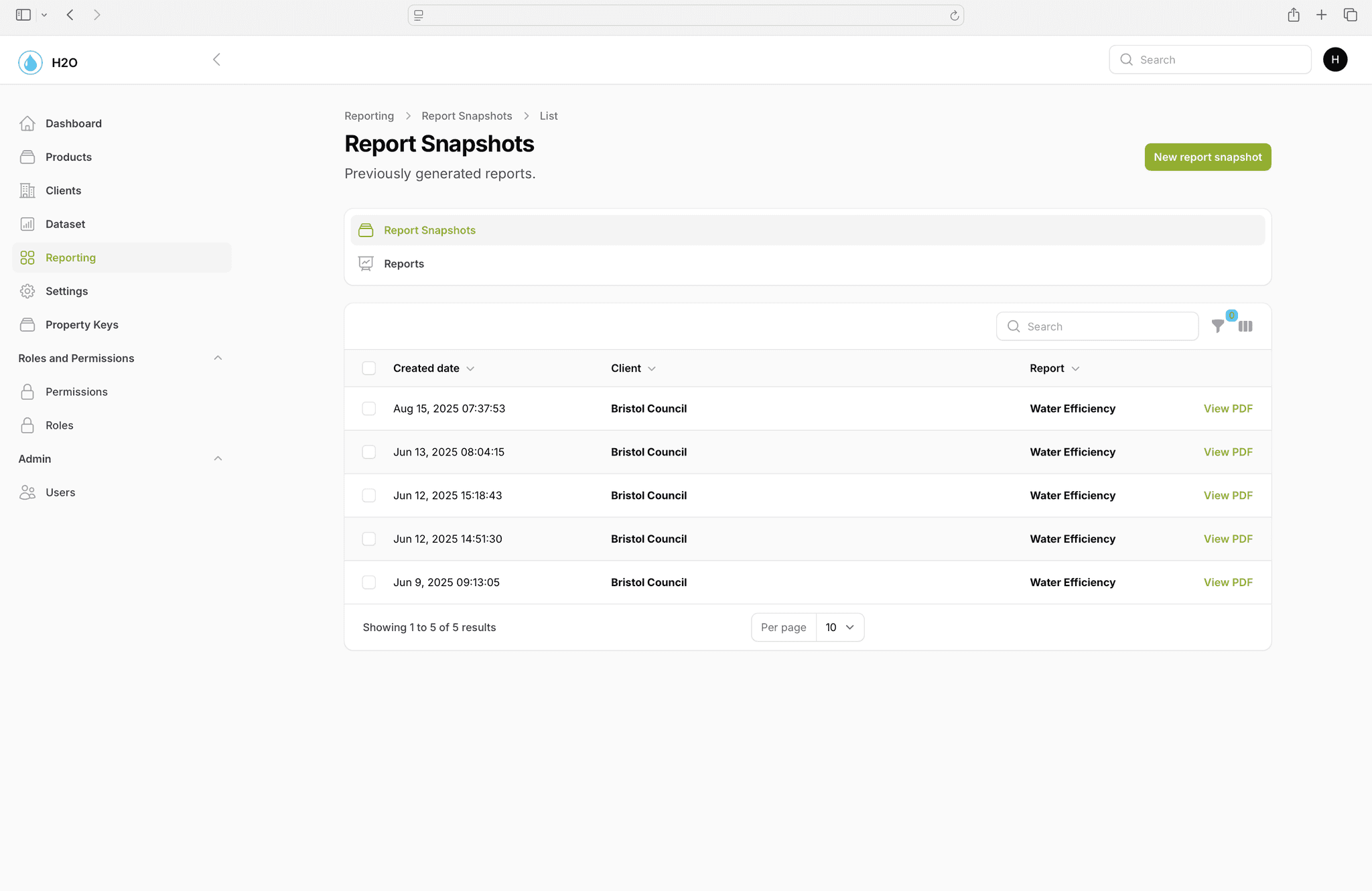 H2OiQ Web application report editing