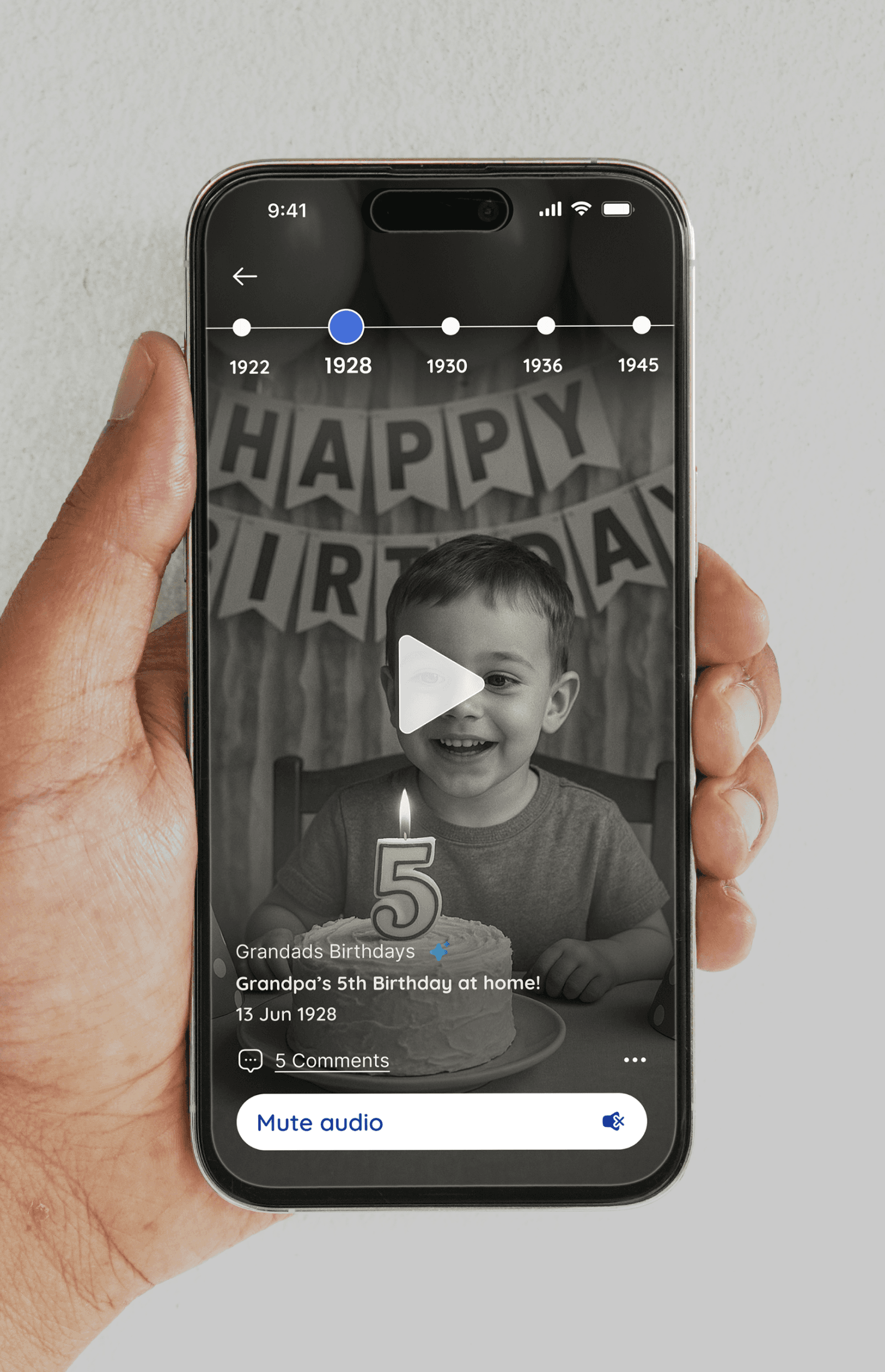 Peggi mobile app being displayed on a phone held by a person