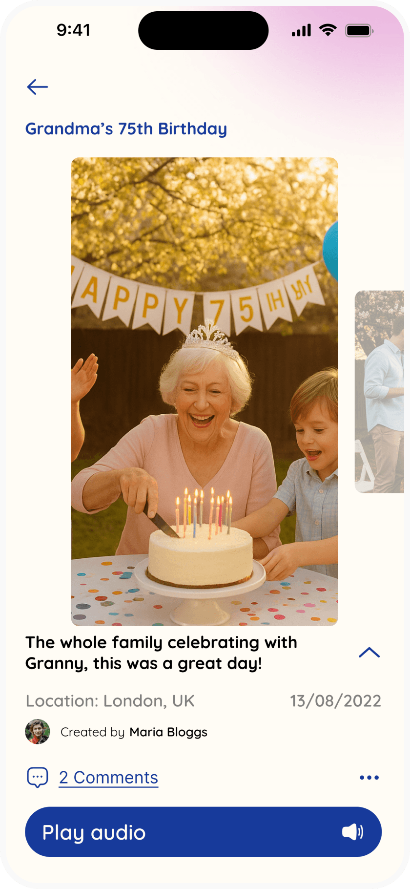 Peggi mobile app birthday picture