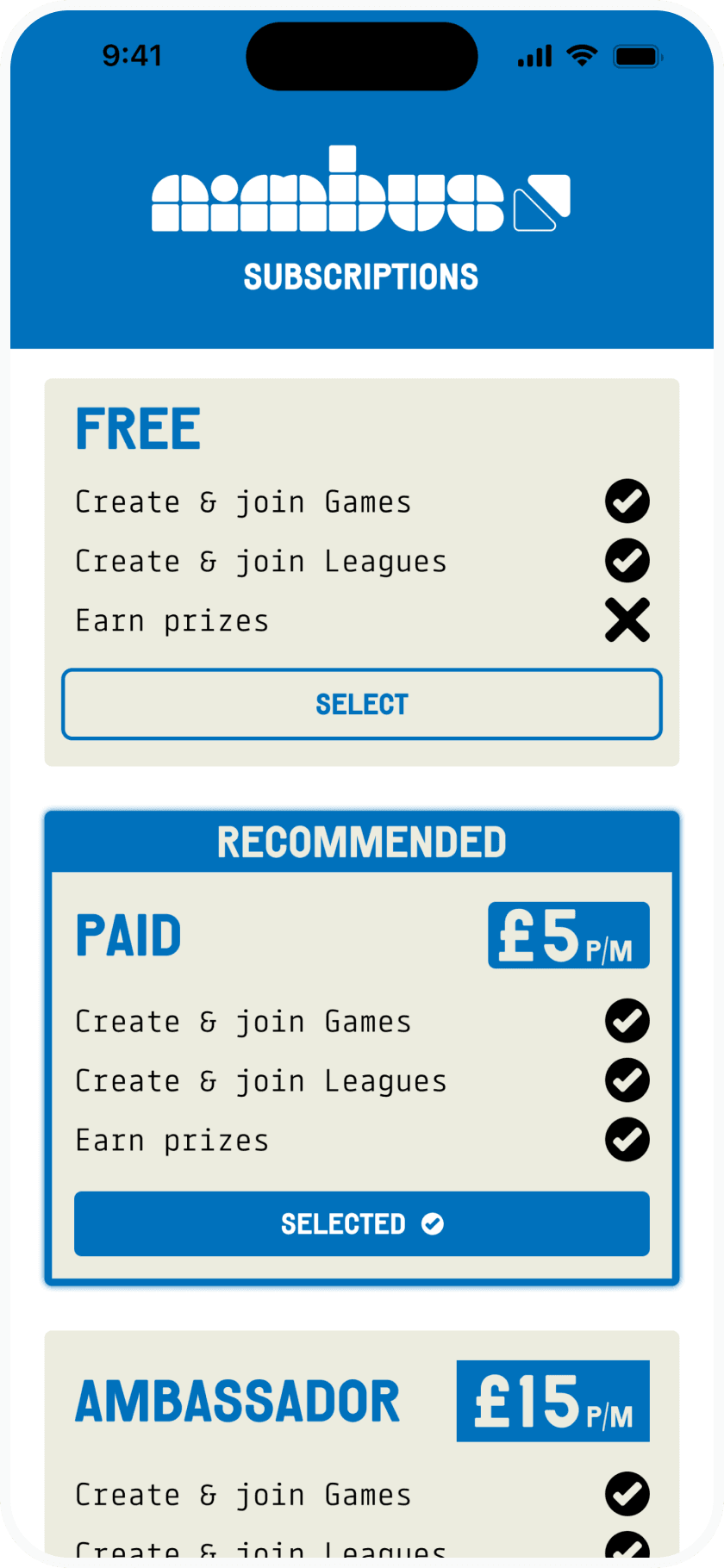 Play Nimbus Subscription Types