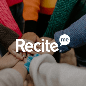 Recite Me logo with hands in background