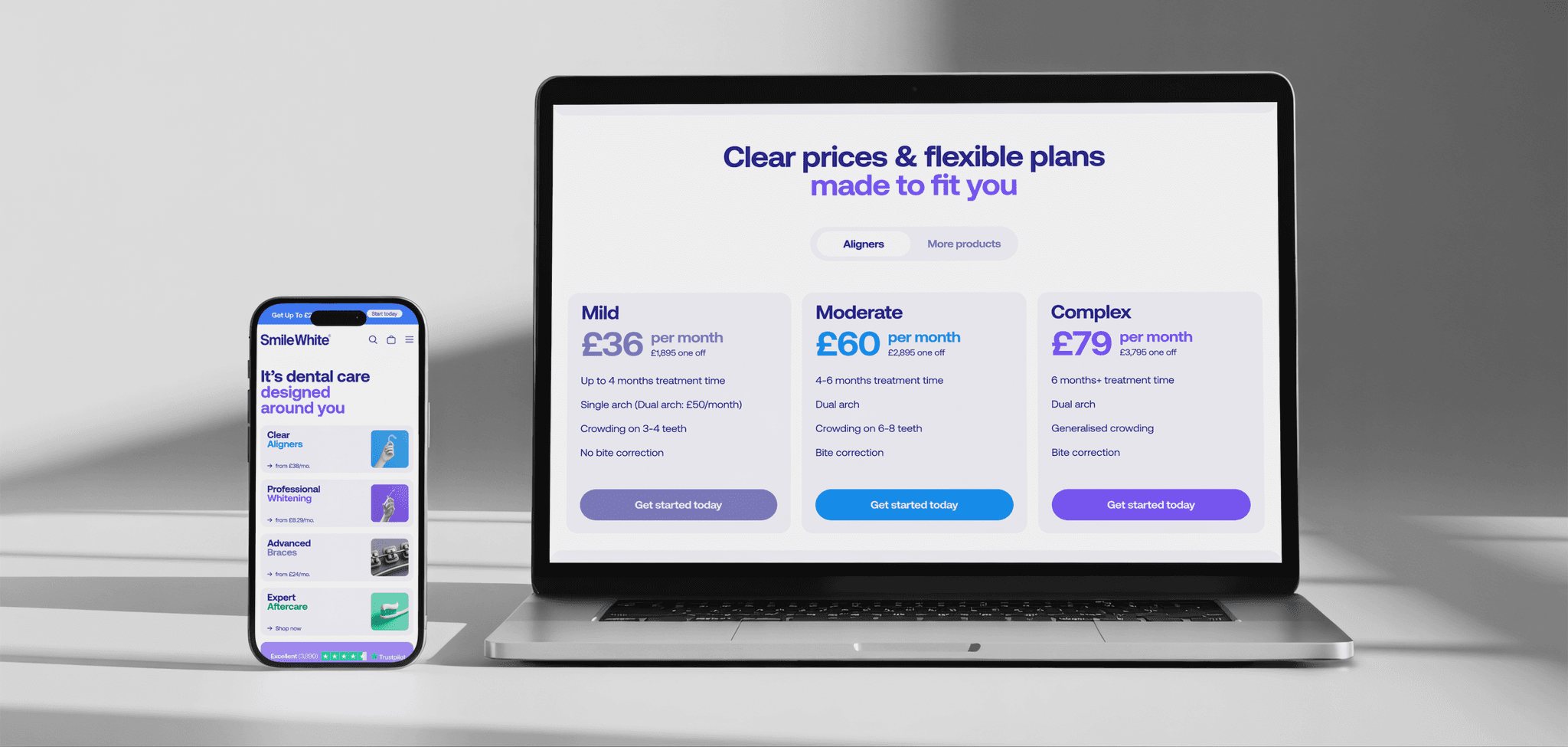 Smile white website on mobile and desktop