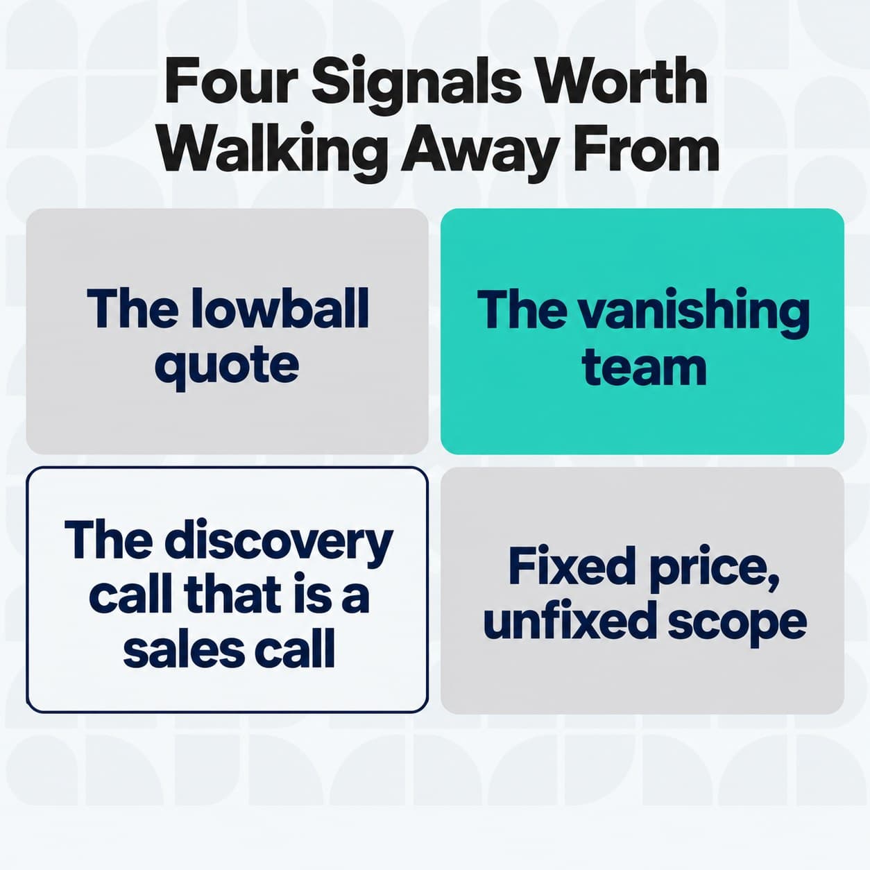 Four warning signs when choosing a development agency.