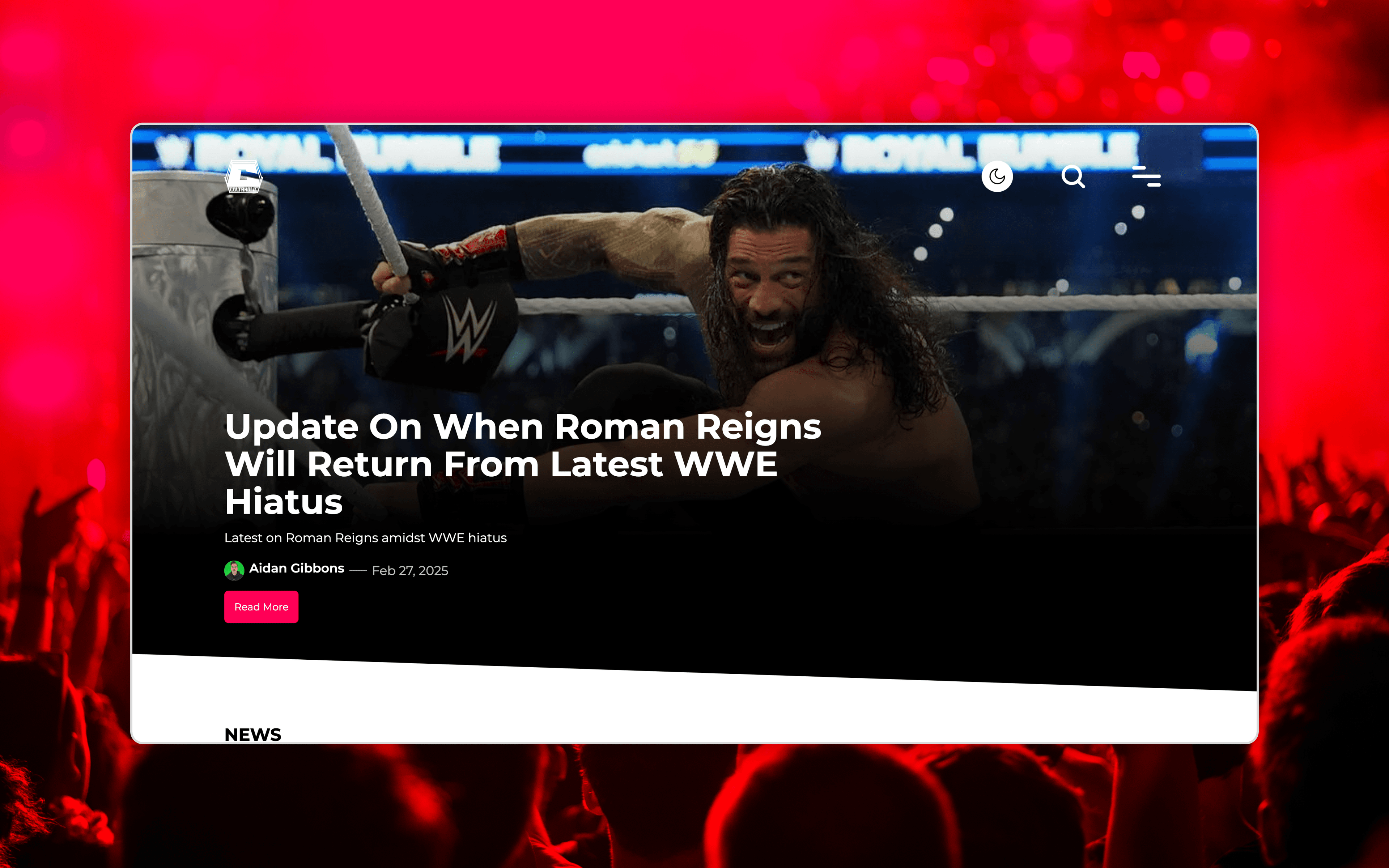 Cultaholic website screenshot on red background