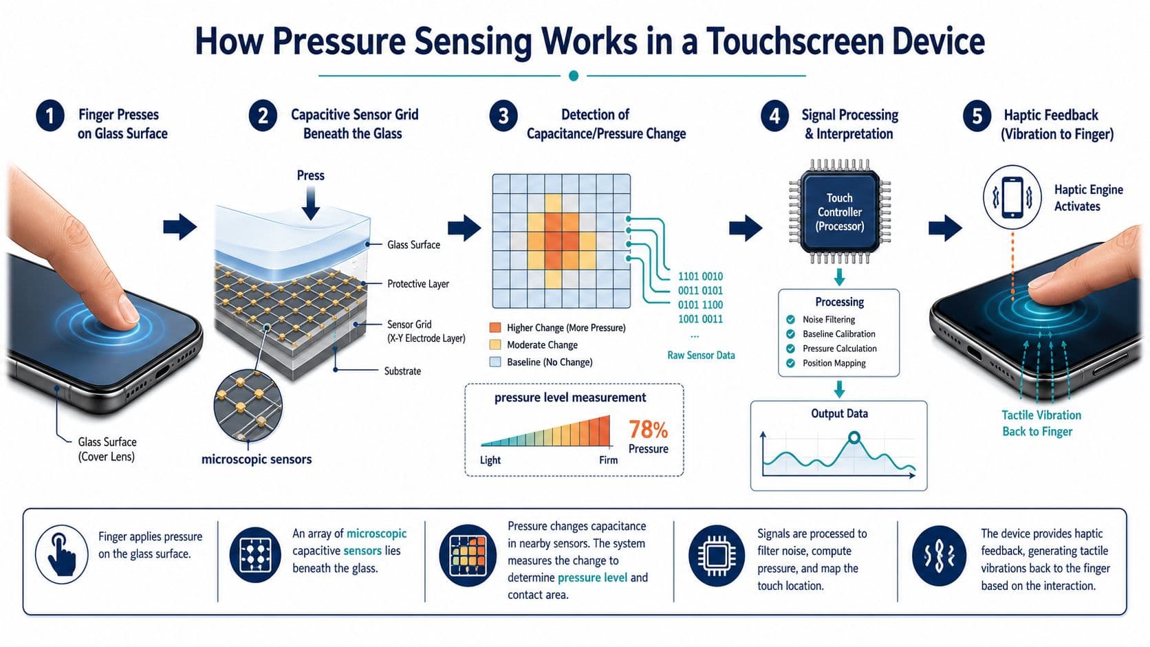 How pressure sensing works in a touch screen device